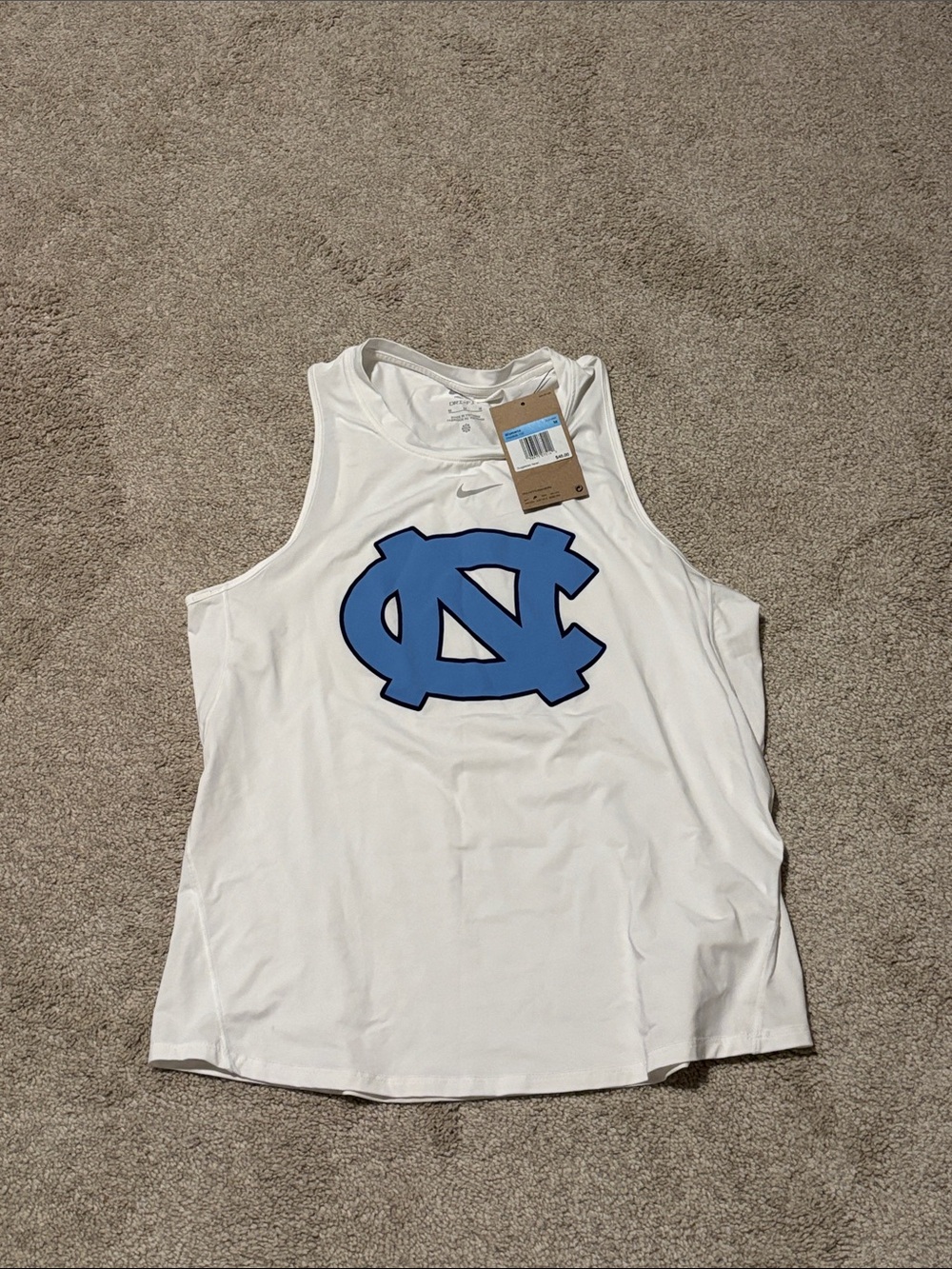 Nike White Tank with Carolina Blue UNC Logo brand new